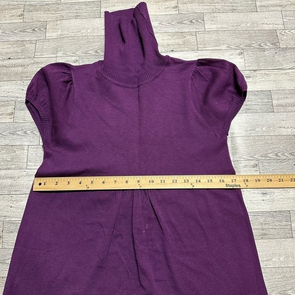 Vanity | Vintage Turtleneck Short Sleeve Knit Dress | Purple | Size: L - Picture 9 of 9